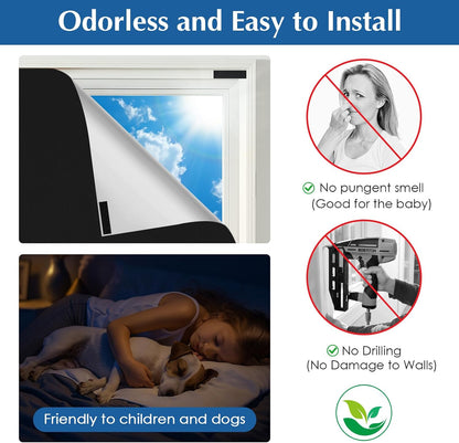 100% Blackout Curtains for Bedroom,Black Out Window Cover, Portable Window Blinds,Travel DIY Window for Baby Nursery,Dorm Room and Media Room (Black 118"x57")