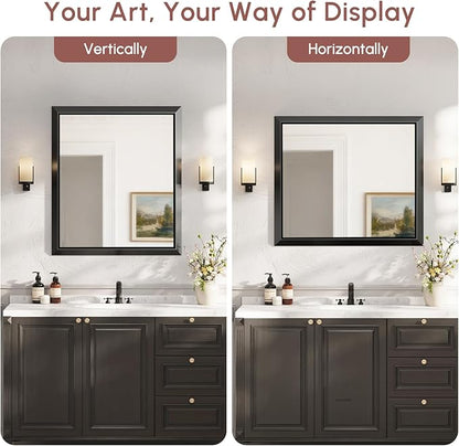 USHOWER Black Wall Mirror, 30x36 Bathroom Mirror, Beveled Rectangular Wall - Image 7