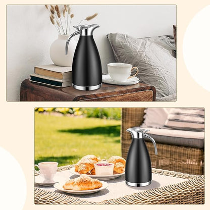 Uiifan 2 Pcs 68 oz Thermal Coffee Carafe Insulated Stainless Steel Coffee Carafe - Image 6