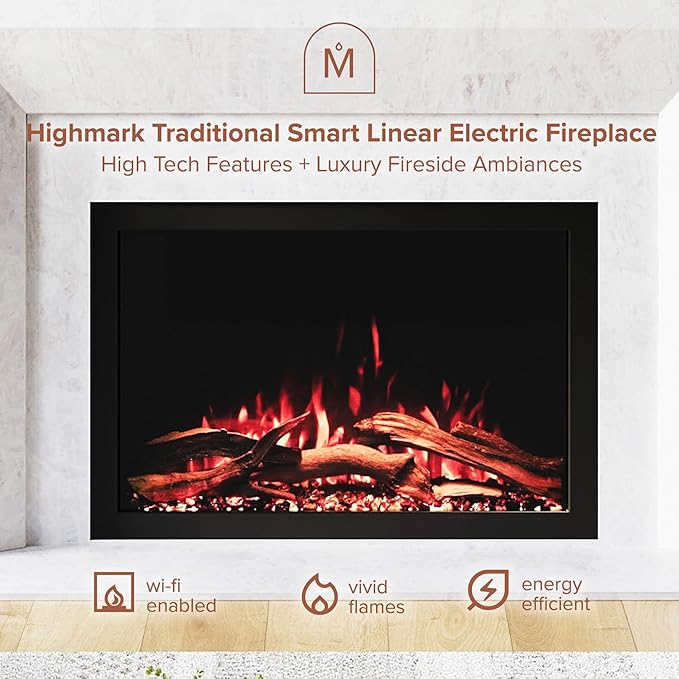 Modern Ember Highmark Traditional 33 Inch Built-in Smart Electric Fireplace - Image 2