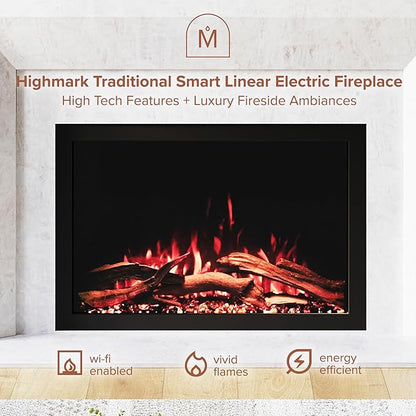 Modern Ember Highmark Traditional 33 Inch Built-in Smart Electric Fireplace - Image 2