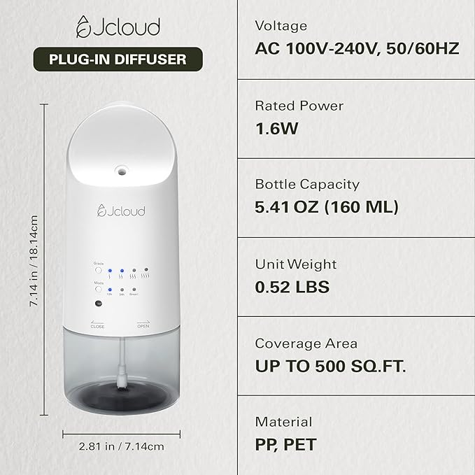 JCLOUD Plug in Diffuser for Essential Oils, Waterless Scent Diffuser Cover Up - Image 7