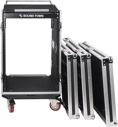 Sound Town Heavy-Duty 1/2" Plywood 16U PA DJ Rack/Road ATA Case - Image 2