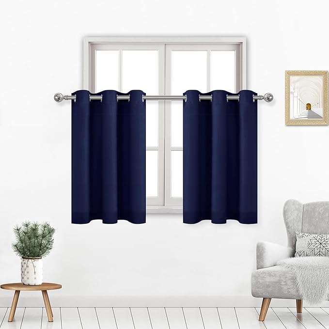 DWCN Navy Short Curtains 36 Inches Long, Small Blackout Curtains by DWCN