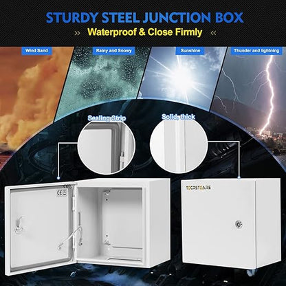 Outdoor Electrical Box, Steel Junction Box 12 x 12 x 8'', NEMA 4X Electrical - Image 3