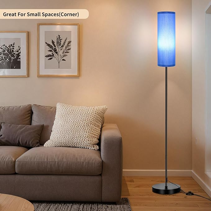 FRIDEKO HOME Floor Lamp with Blue Shade, Simple Design with Foot Pedal Switch - Image 2