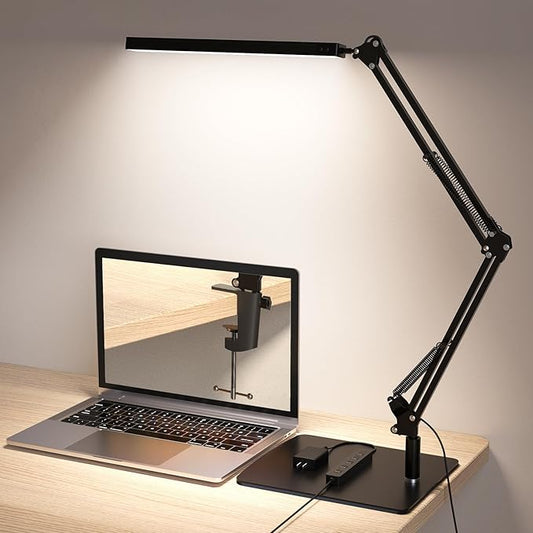 TROPICALTREE LED Desk Lamp for Home Office and Round Base, Clamp-On by TROPICALTREE