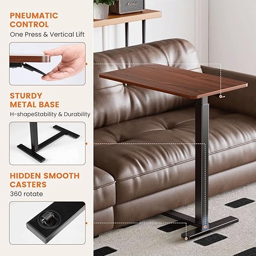 Mobile Bed Laptop Desk with Lockable Wheels and Height Adjustment Function - Image 4