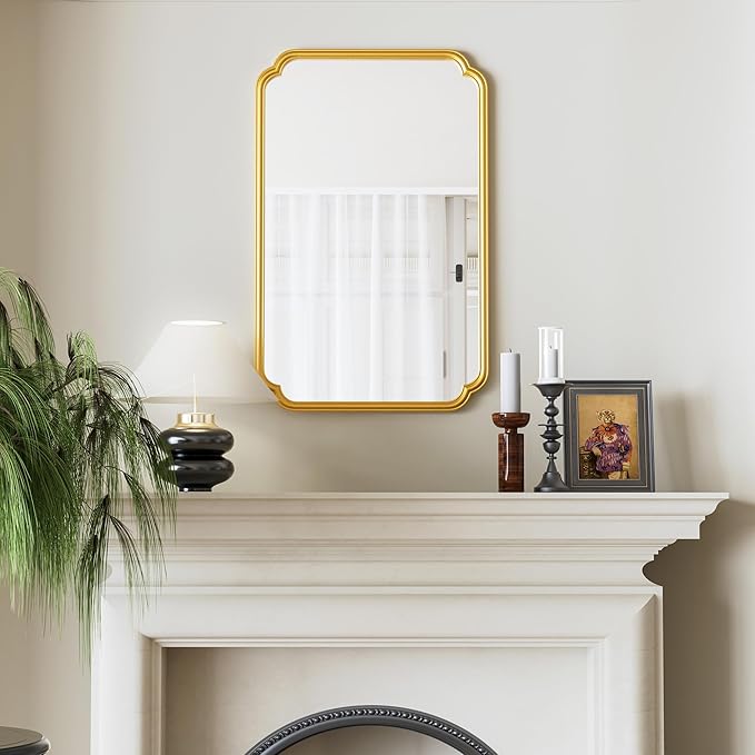 22x34 Inch Gold Bathroom Mirror, Metal Framed Wall Mirror - Image 4