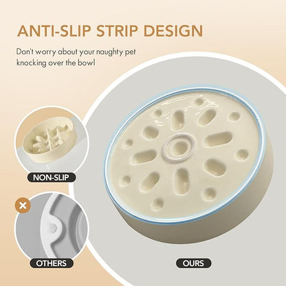 Ceramic 1.2 Cup Dog Raised Slow Feeder Set, Elevated Bowl - Image 3
