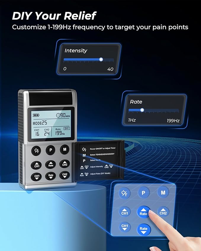 KingPavonini 4-IN-1 TENS Unit Muscle Stimulator, DIY & TENS & EMS & MASS - Image 3