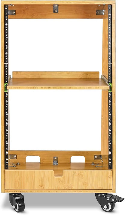 Sound Town DIY Solid Carbonized Bamboo Slanted 16U Studio Rack, - Image 2
