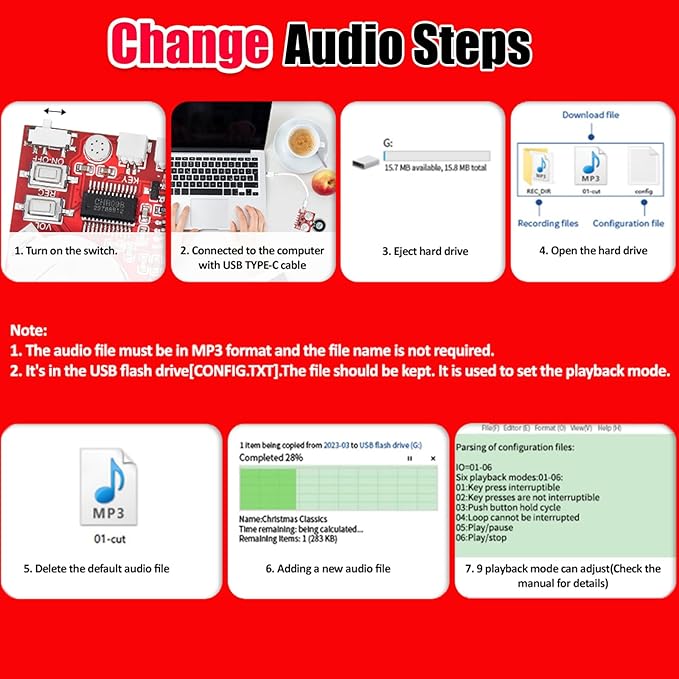 Sound Module, JRGKJCP 16MB Push Button, Light Control Activated Recordable - Image 3