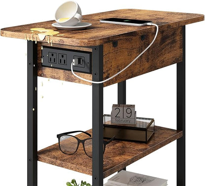 LIDYUK End Table with Charging Station, Flip Top Side Table with USB Ports and - Image 5