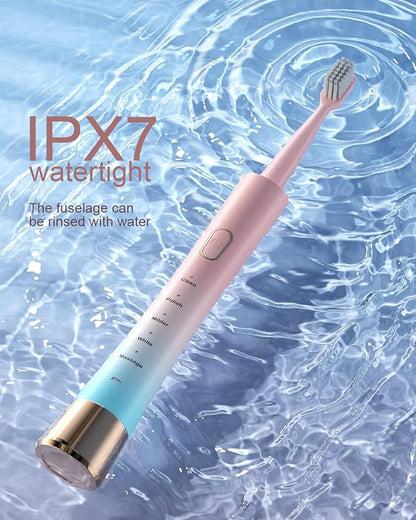 AJELU Pink & Blue Gradient Rechargeable Sonic Electric Toothbrush - Image 6