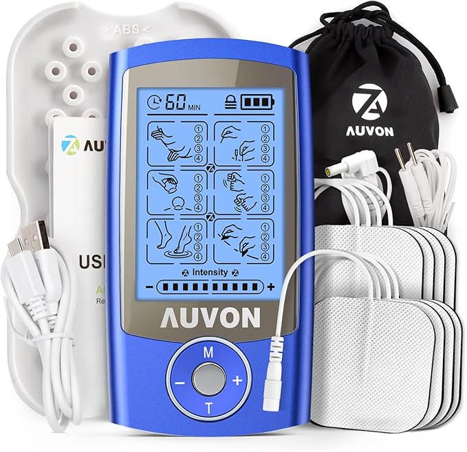 AUVON Rechargeable TENS Unit Muscle Stimulator, 24 Modes 4th Gen TENS Machine by AUVON