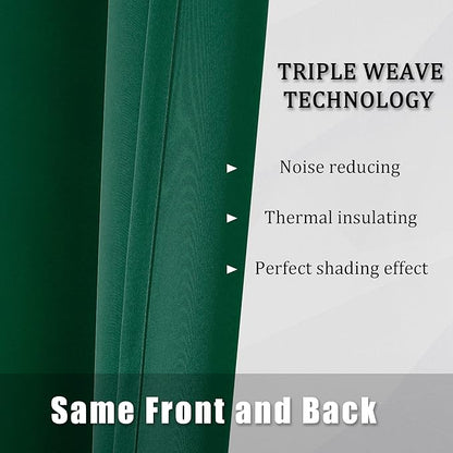 DUALIFE Christmas Dark Green Blackout Curtains 45 Inch Length Thermal - Image 5