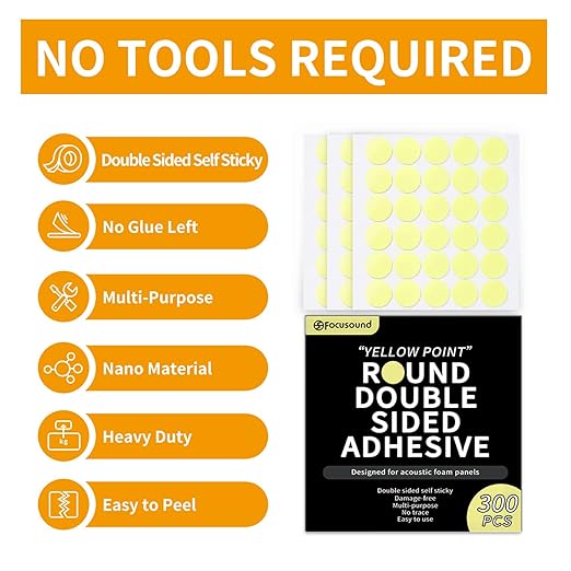 Focusound 300 Pack Yellow Point Double-Sided Adhesive Dots - Image 2