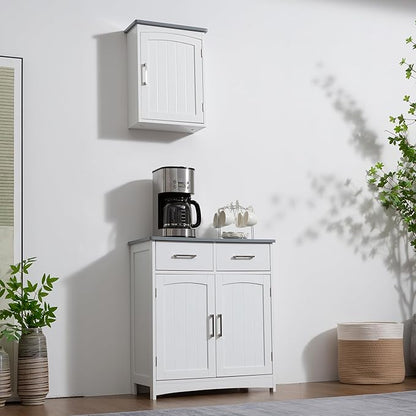 Modern White Buffet Cabinet, 26x30 Inches, 2 Doors, 2 Drawers, Adjustable - Image 9