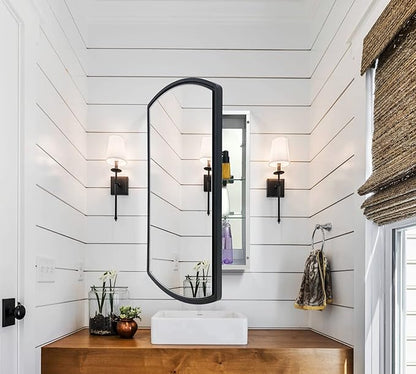 Arched 16" W x 26" H Aluminum Single-Door Bathroom Medicine Cabinet - Image 4