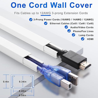 ZhiYo Cord Hider Wall for One Cord, 68in Cord Covers for Wires on Wall - Image 2