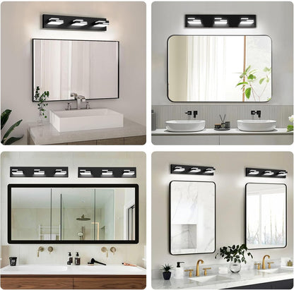 led modern bathroom vanity light fixtures, dimmable matte, close-up detail