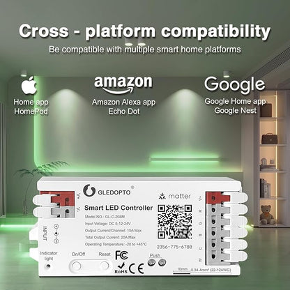 GLEDOPTO Alexa Connect Kit Matter LED Strip Light Controller RGBCCT PWM Dimming - Image 5