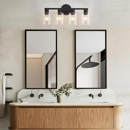 4 Light Bathroom Vanity Light, Matte Black Bathroom Light Fixtures - Image 4