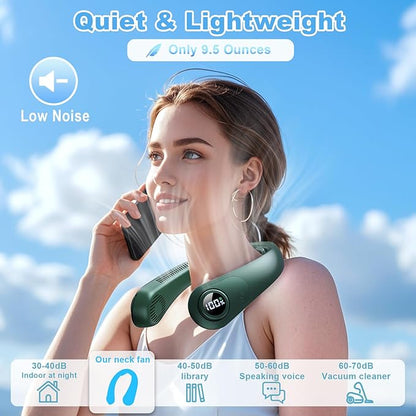 Portable Neck Fan that Blow Cold Air, LED Display, Rechargeable Hands-Free - Image 3
