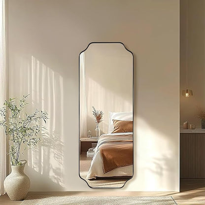 ANDY STAR 18" x 48" Full Length Mirror, Large Black Scalloped Bathroom Mirror by ANDYSTAR