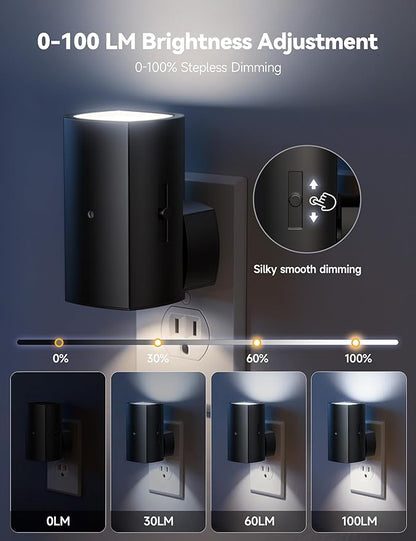 Brightown 2 Pack Black Night Lights Plug into Wall, Modern Night Light - Image 2