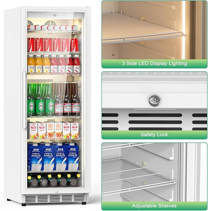 Commercial Merchandiser Refrigerator, 13.8 Cu Ft Display Beverage Fridge - Image 7