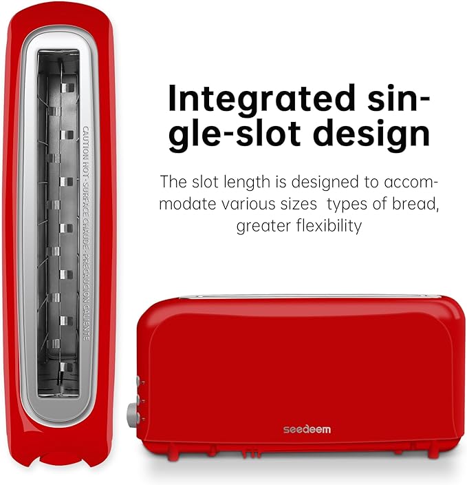 SEEDEEM 2 Slice Slim Toaster, Single 10" Long Slot Toaster Fits Bagels & - Image 3