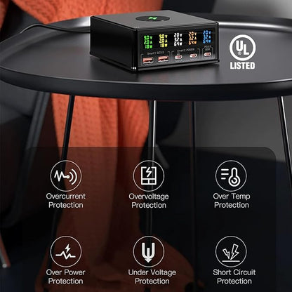 USB Charger Station Multi Port: Desktop 160W Power Fast Charging Hub Wall Block - Image 8