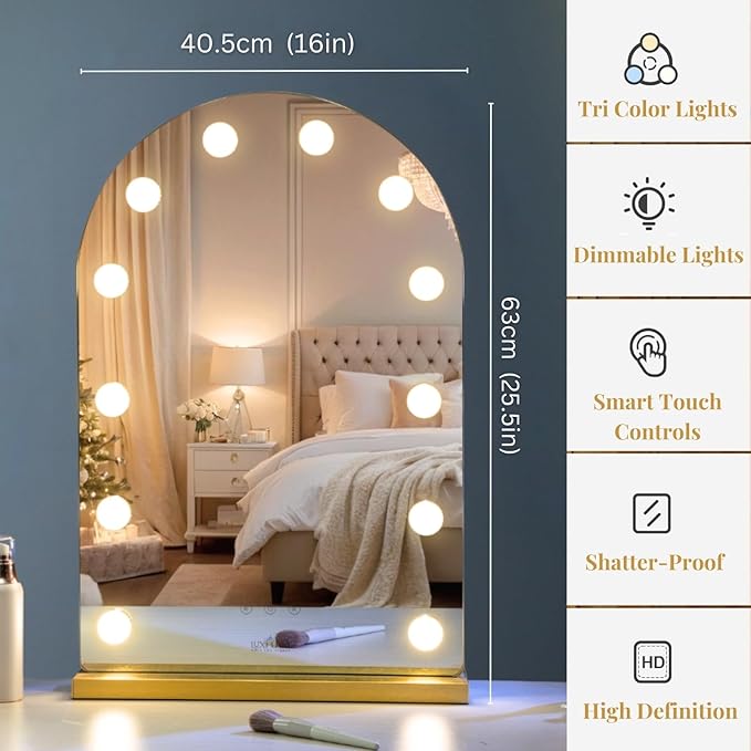 LUXFURNI Hollywood Mirror with Lights Makeup Mirror - Image 2