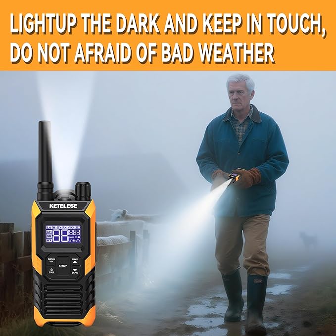 KETELESE T4 Walkie Talkie IP67 Waterproof, Type-C Rechargable Two Way Radio - Image 6