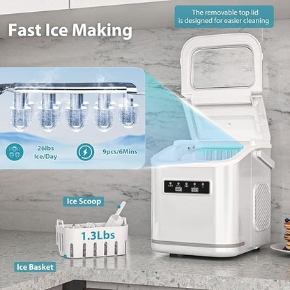 Countertop Ice Maker Machine, Portable Compact Small Bullet Ice Maker - Image 4