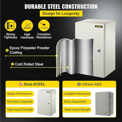 VEVOR NEMA Steel Enclosure, IP66 Waterproof & Dustproof, Outdoor/Indoor - Image 3