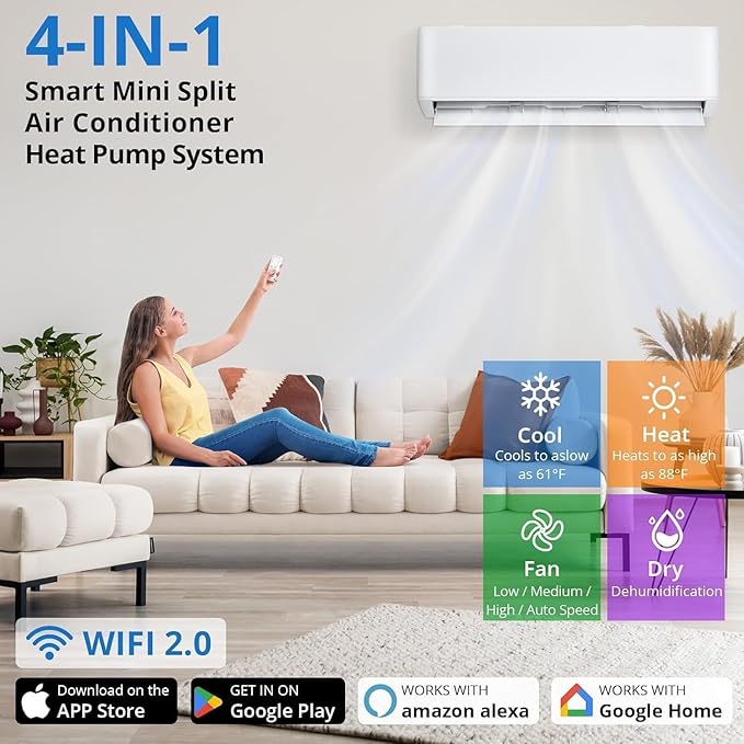 28K Tri-Zone Mini Split Air Conditioner and Heater, 9000+9000+12000 BTU Climate - Image 2