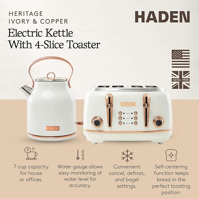 Haden Heritage 4 Slice Wide Slot Stainless Steel Toaster Bundled - Image 2