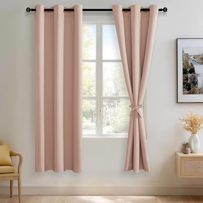 JIUZHEN Blush Pink Blackout Curtains by JIUZHEN