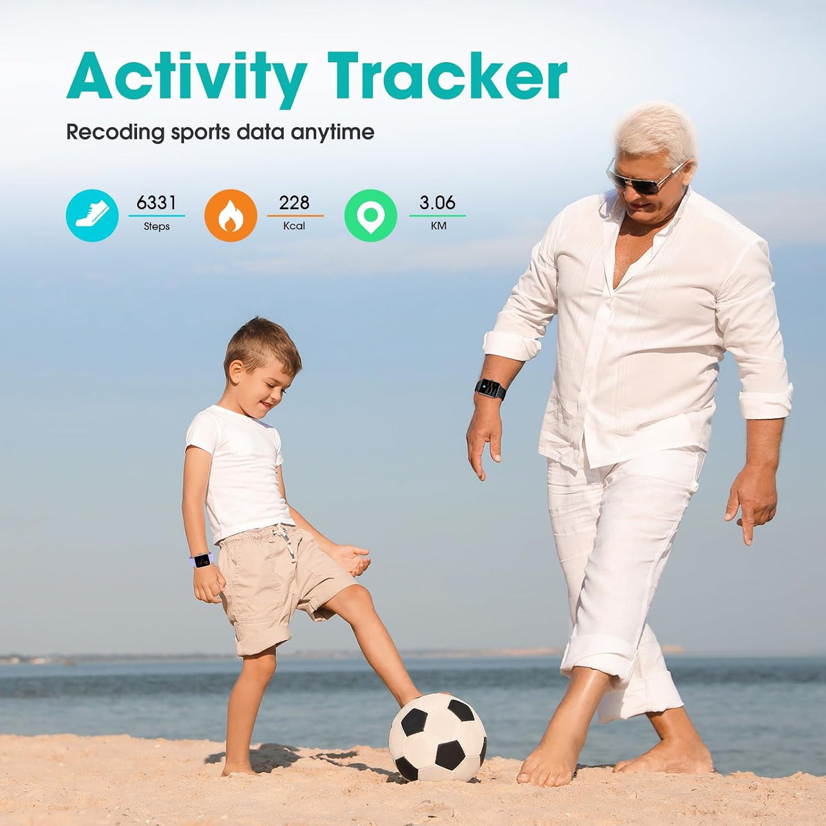 pedometer watch senior friendly no app no phone, close-up detail