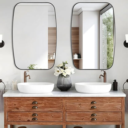 Black Oval Mirror, Oblong Bathrrom Mirror Modern Anti Rust - Image 3