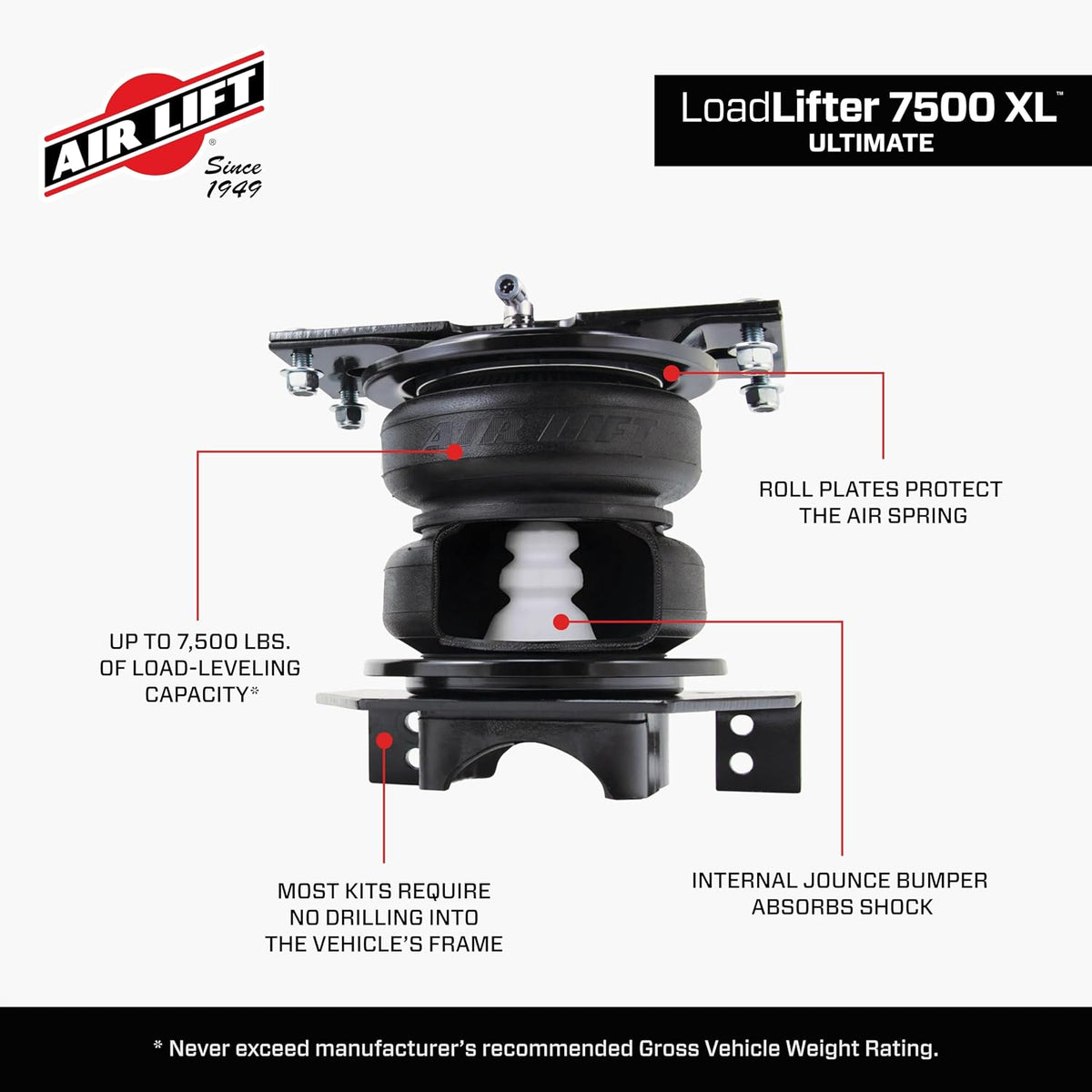 air lift 57541 loadlifter 7500 xl ultimate air, side view