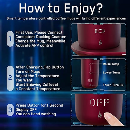 Temperature Control Heated Coffee Mug Smart Self Heating Travel Mug 12 Oz App - Image 3