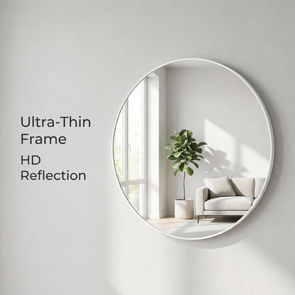 HARRITPURE Round Mirror 20 White Wall Mounted Circle Mirrors | Vanity Mirror with Aluminum Alloy Frame, Modern Decoration for Bathroom, Living Room, Vanity, Bedroom, Entryway