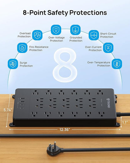 TROND Surge Protector Power Strip, 22 Widely Spaced Outlets - Image 7
