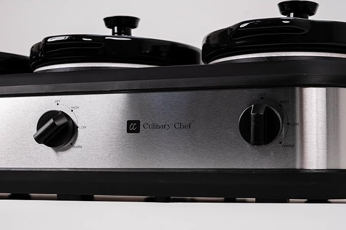 CULINARY CHEF, Triple Slow Cooker, Buffet Server 3 Pot, Food Warmer - Image 7