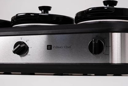 CULINARY CHEF, Triple Slow Cooker, Buffet Server 3 Pot, Food Warmer - Image 7