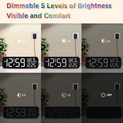 Peakeep Digital Alarm Clock for Bedrooms, Date Day of Week Large Display - Image 4